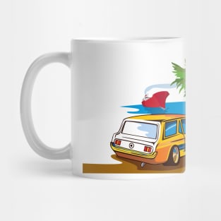 Vintage Station Wagon on Beach Retro Mug